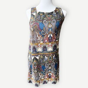 Pink Rose Relaxed Fit Flowy Sleeveless Abstract Print Tunic Tank Top. Small.